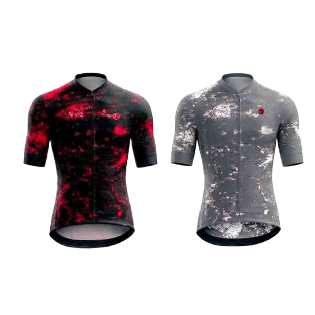 maillot-beat Maillot ciclista Beat BPM en color negro con estampado rojo abstracto y en color gris, vista frontal